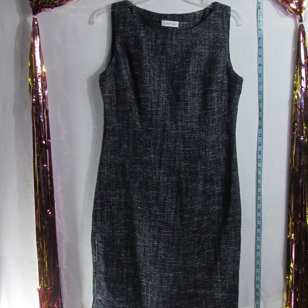 Calvin Klein size 8 tweed grey dress with zipper sides EUC